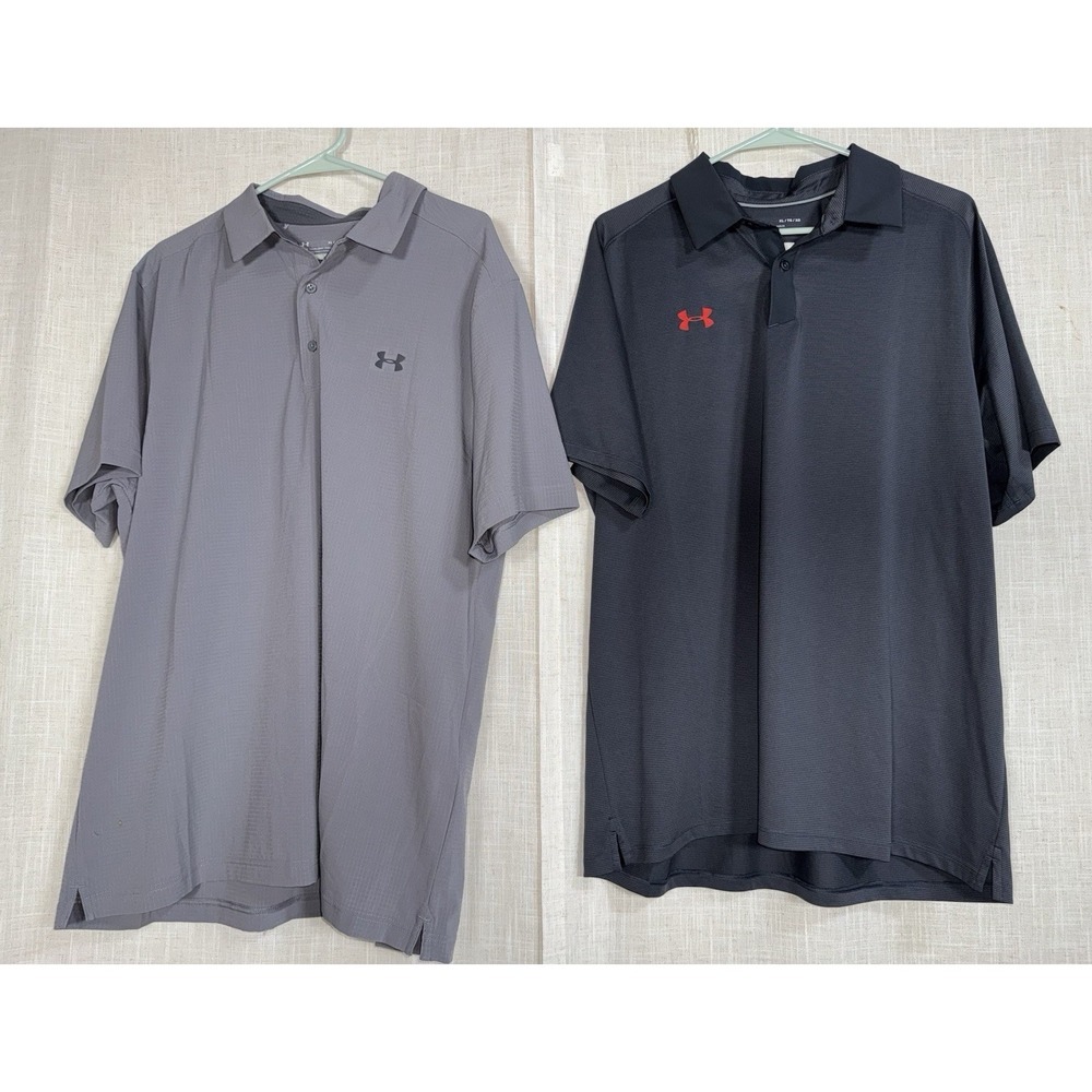 Under Armour Men's XL Polo Collar Shirts LOT of 2 Gray Golf